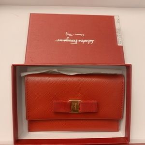 Salvatore Ferragamo red Vara Cardholder